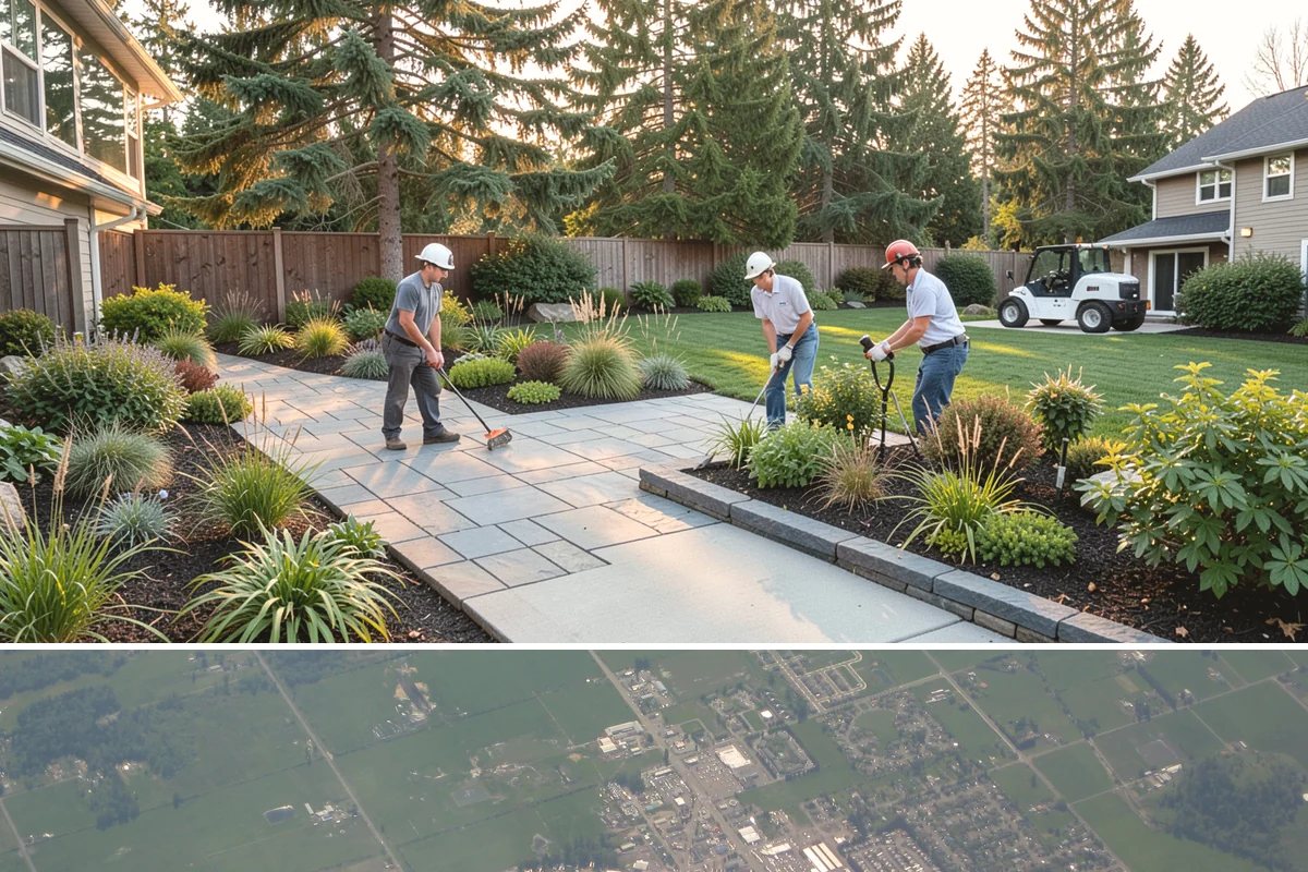 Apartment Landscape Maintenance in Enumclaw, King County, WA - Provided year-round on a monthly contract, with frequent growing-season visits and winter service centered on leaf removal, moss...