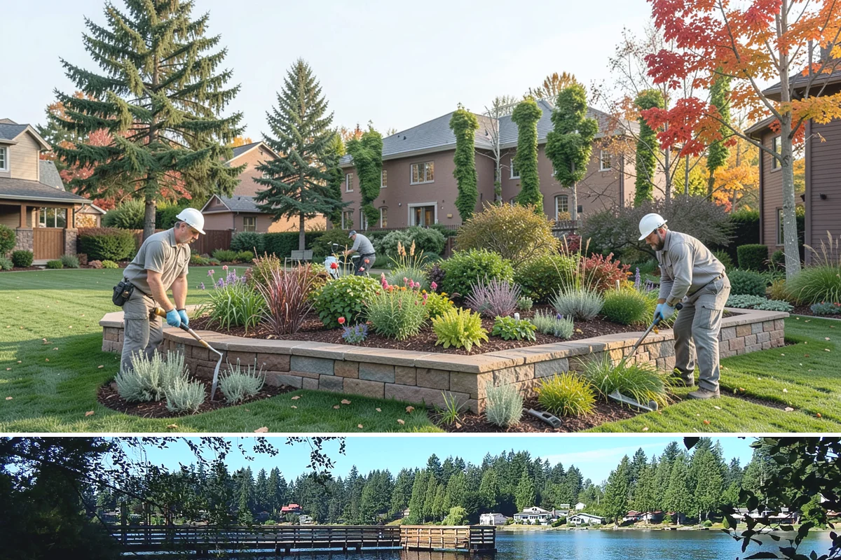 Apartment Landscape Maintenance in Federal Way, King County, WA - Provided year-round on a monthly contract, with frequent growing-season visits and winter service centered on leaf removal, moss...