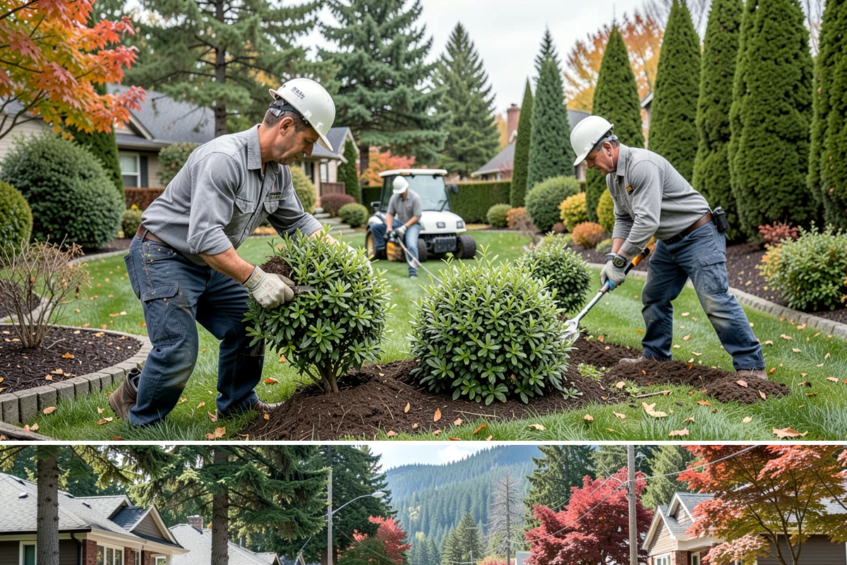 Apartment Landscape Maintenance in Hunts Point, King County, WA - Provided year-round on a monthly contract, with frequent growing-season visits and winter service centered on leaf removal, moss...