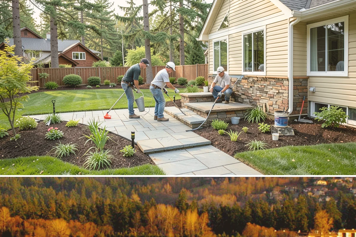 Apartment Landscape Maintenance in Kenmore, King County, WA - Provided year-round on a monthly contract, with frequent growing-season visits and winter service centered on leaf removal, moss...