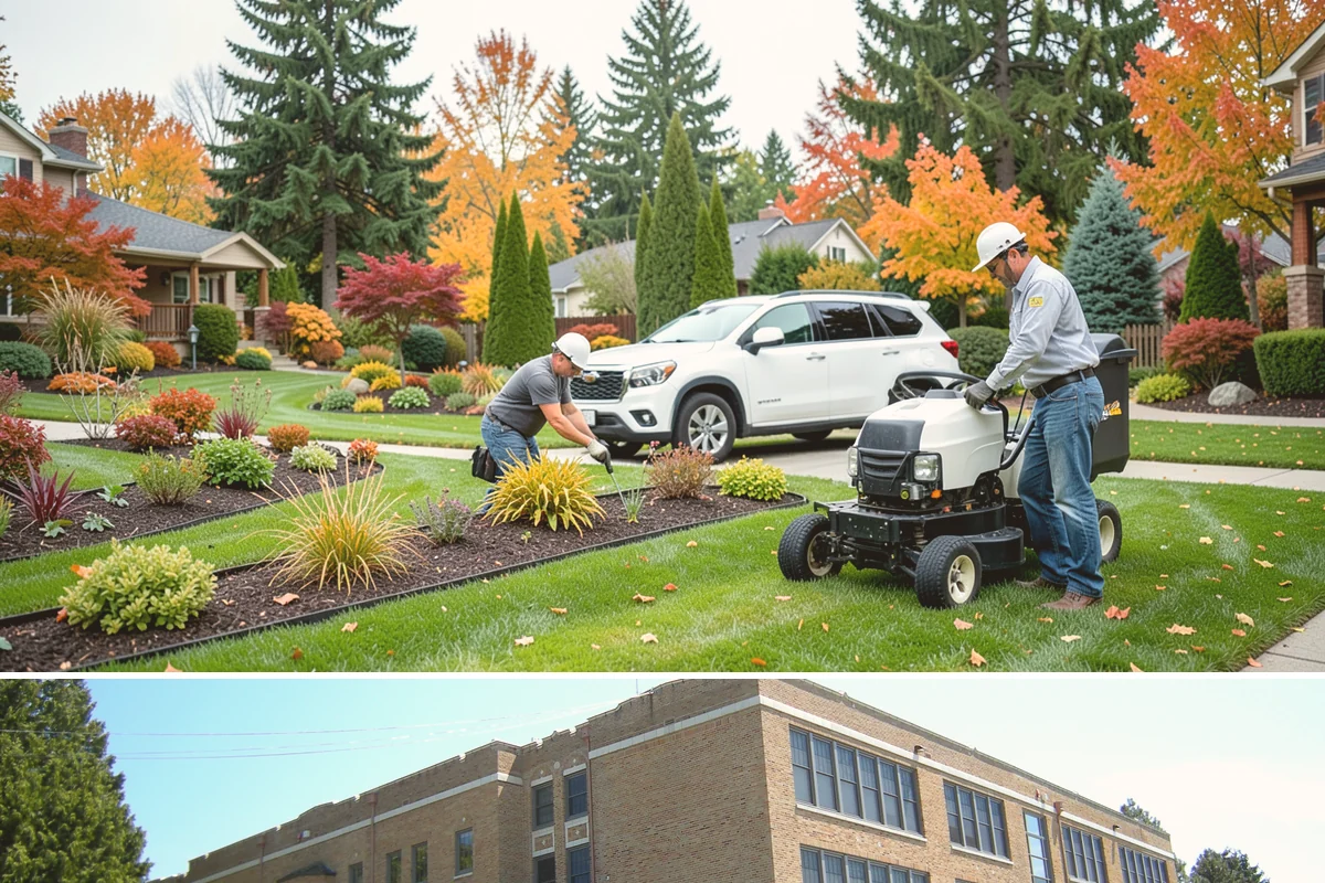 Apartment Landscape Maintenance in Maple Valley, King County, WA - Provided year-round on a monthly contract, with frequent growing-season visits and winter service centered on leaf removal, moss...