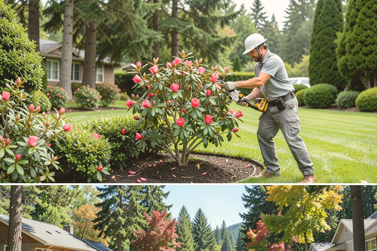 Apartment Landscape Maintenance in Orting, Pierce County, WA - Provided year-round on a monthly contract, with frequent growing-season visits and winter service centered on leaf removal, moss...