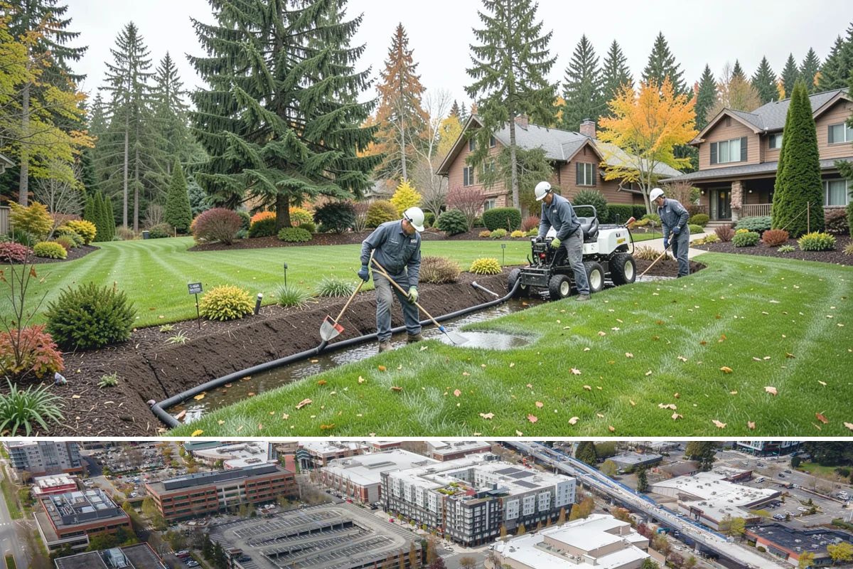 Apartment Landscape Maintenance in Redmond, King County, WA - Provided year-round on a monthly contract, with frequent growing-season visits and winter service centered on leaf removal, moss...