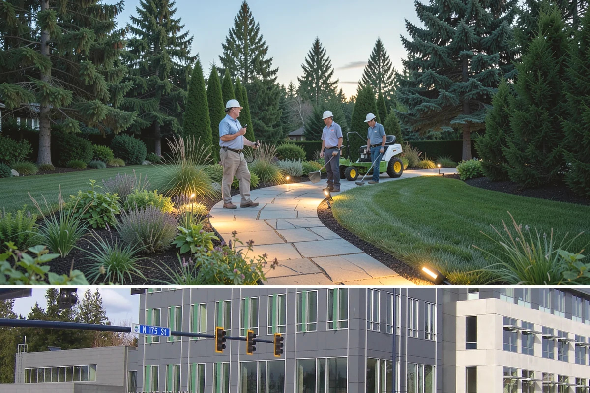 Apartment Landscape Maintenance in Shoreline, King County, WA - Provided year-round on a monthly contract, with frequent growing-season visits and winter service centered on leaf removal, moss...