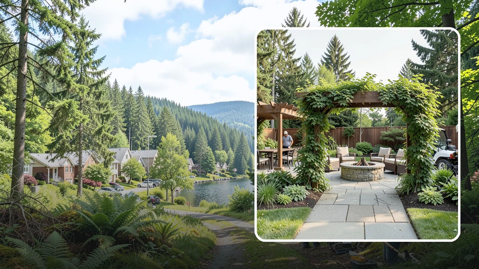 Arbor Installation in Lake Forest Park, King County, WA - Garden arbors that frame entries and pathways with charm and support for climbing plants.