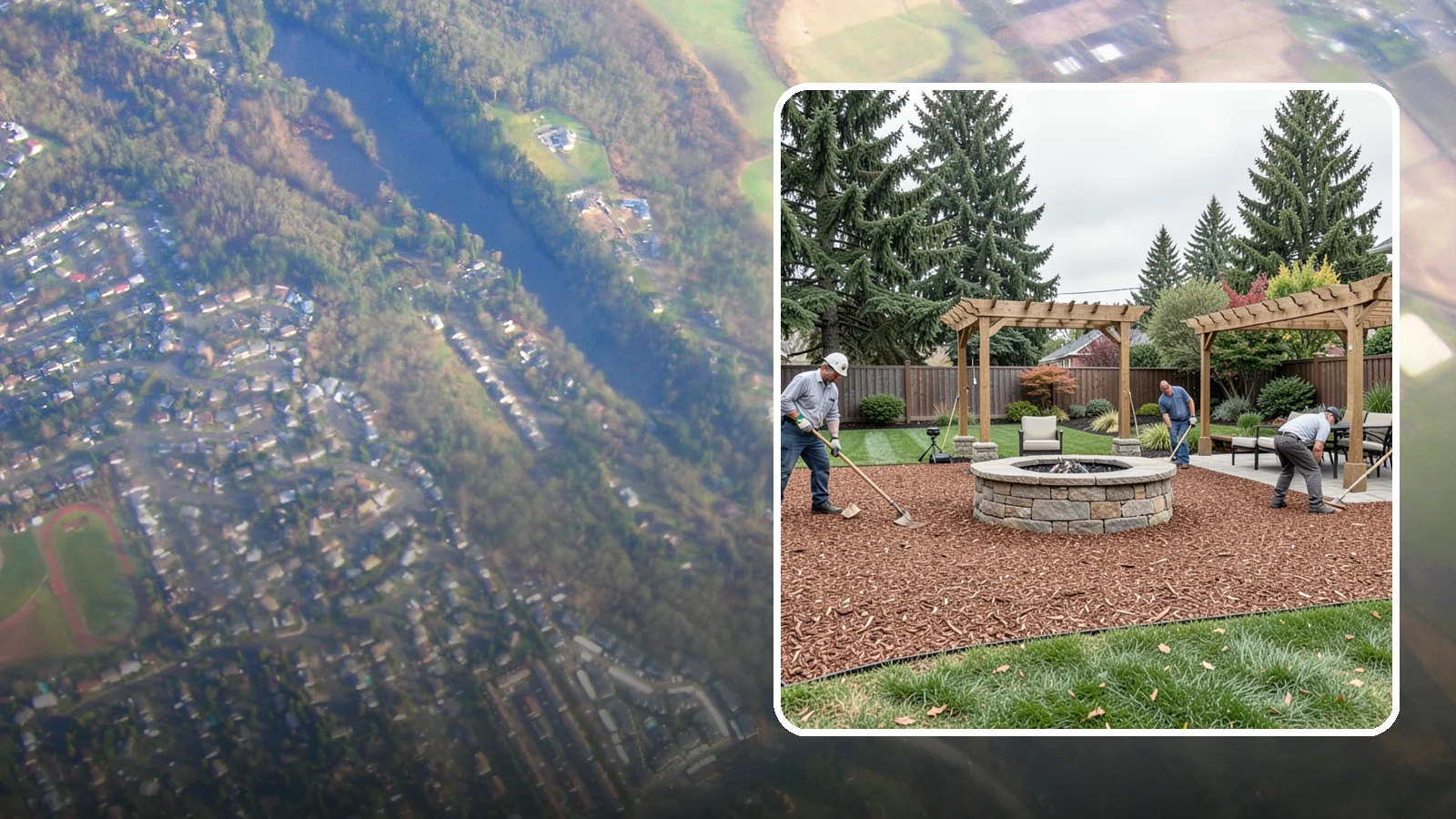 Arborist Wood Chip Installation in Algona, King County, WA - We install fresh arborist wood chips that build soil naturally and make an economical, sustainable mulch for large areas.