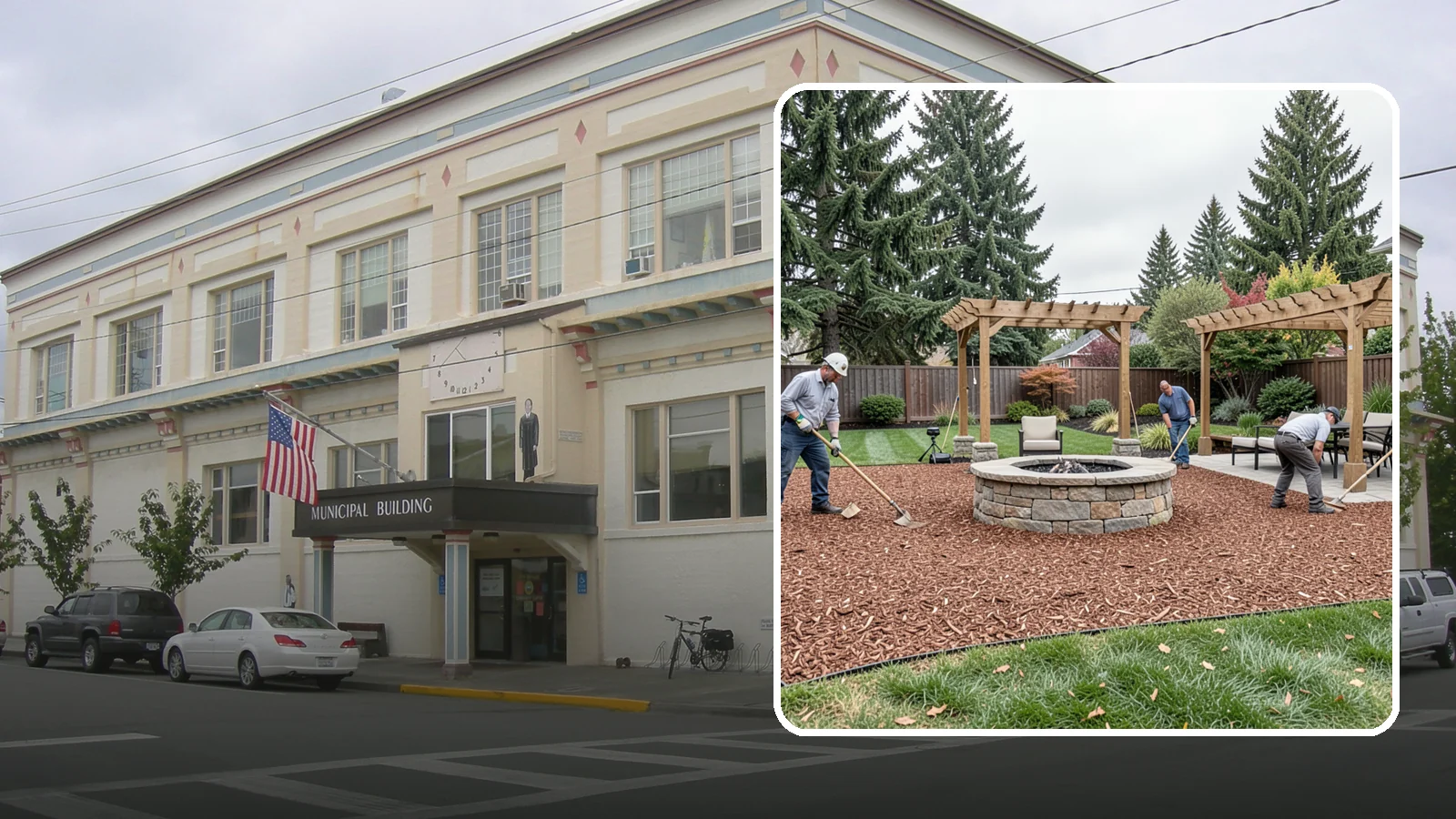 Arborist Wood Chip Installation in Anacortes, Skagit County, WA - We install fresh arborist wood chips that build soil naturally and make an economical, sustainable mulch for large areas.