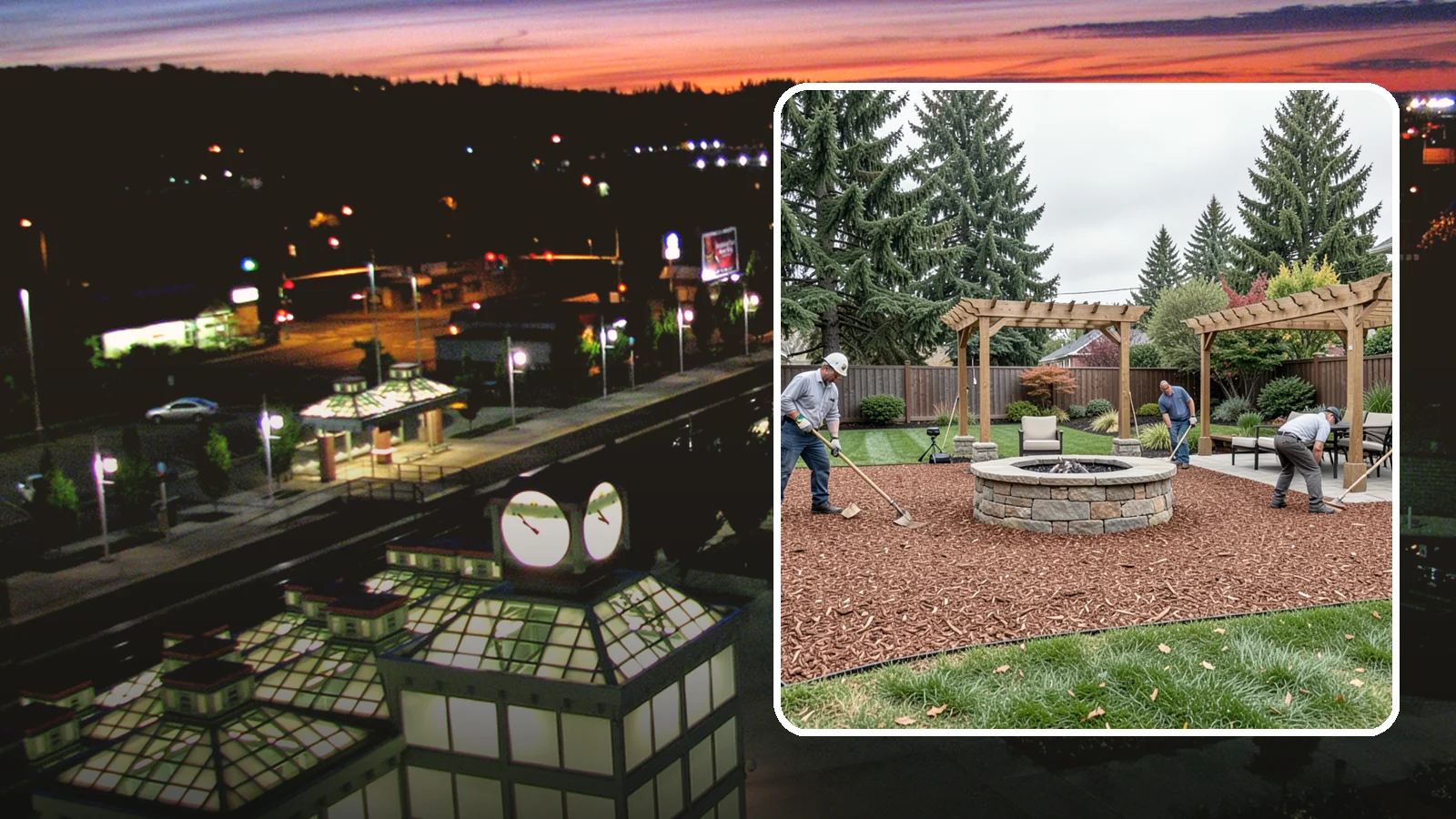 Arborist Wood Chip Installation in Auburn, King County, WA - We install fresh arborist wood chips that build soil naturally and make an economical, sustainable mulch for large areas.