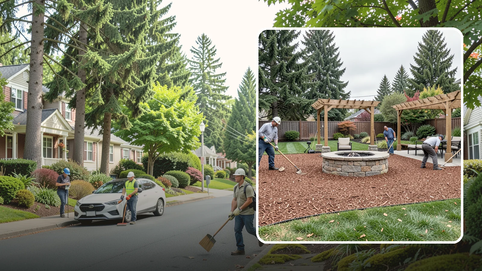 Arborist Wood Chip Installation in Beaux Arts Village, King County, WA - We install fresh arborist wood chips that build soil naturally and make an economical, sustainable mulch for large areas.