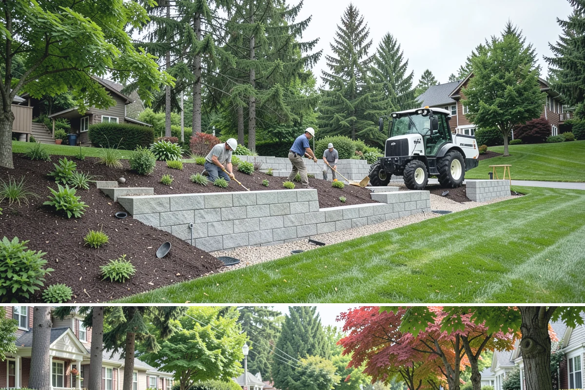 Arborist Wood Chip Installation in Beaux Arts Village, King County, WA - Arborist chips can go down any season, but a fall application in the Northwest insulates roots and lets the chips mellow over...