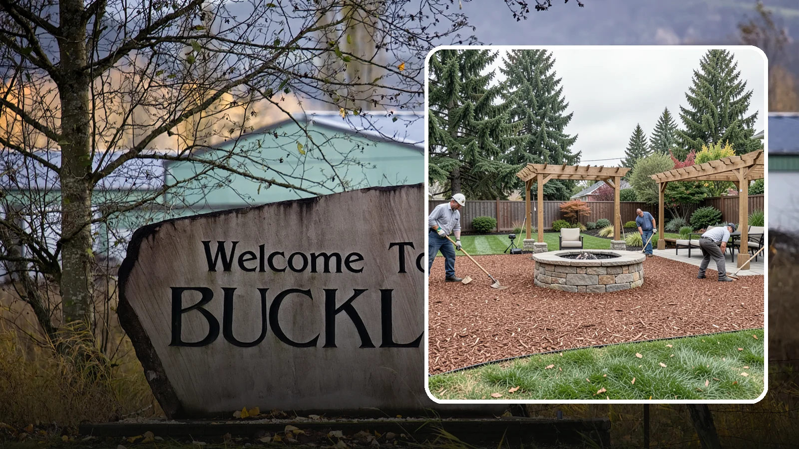 Arborist Wood Chip Installation in Buckley, Pierce County, WA - We install fresh arborist wood chips that build soil naturally and make an economical, sustainable mulch for large areas.