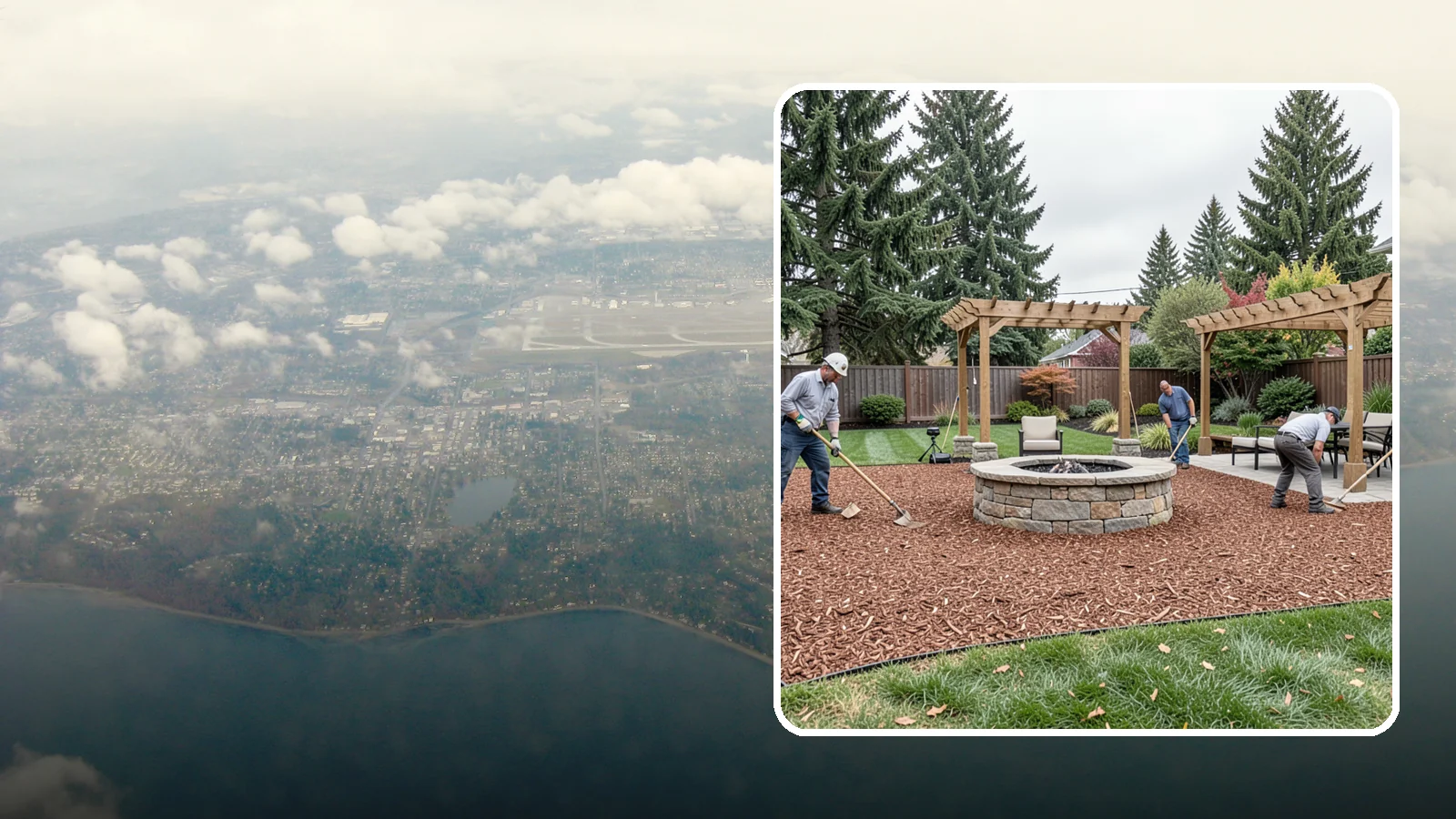 Arborist Wood Chip Installation in Burien, King County, WA - We install fresh arborist wood chips that build soil naturally and make an economical, sustainable mulch for large areas.