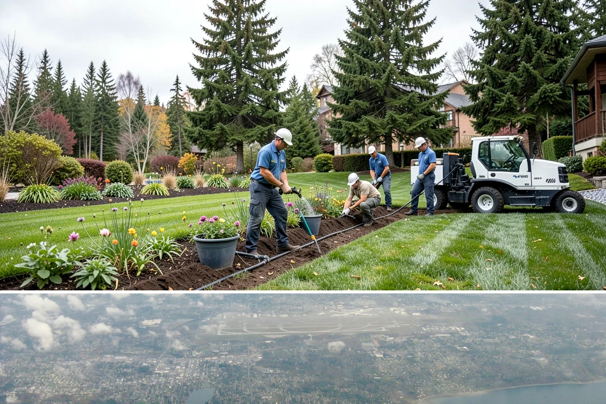 Arborist Wood Chip Installation in Burien, King County, WA - Arborist chips can go down any season, but a fall application in the Northwest insulates roots and lets the chips mellow over...