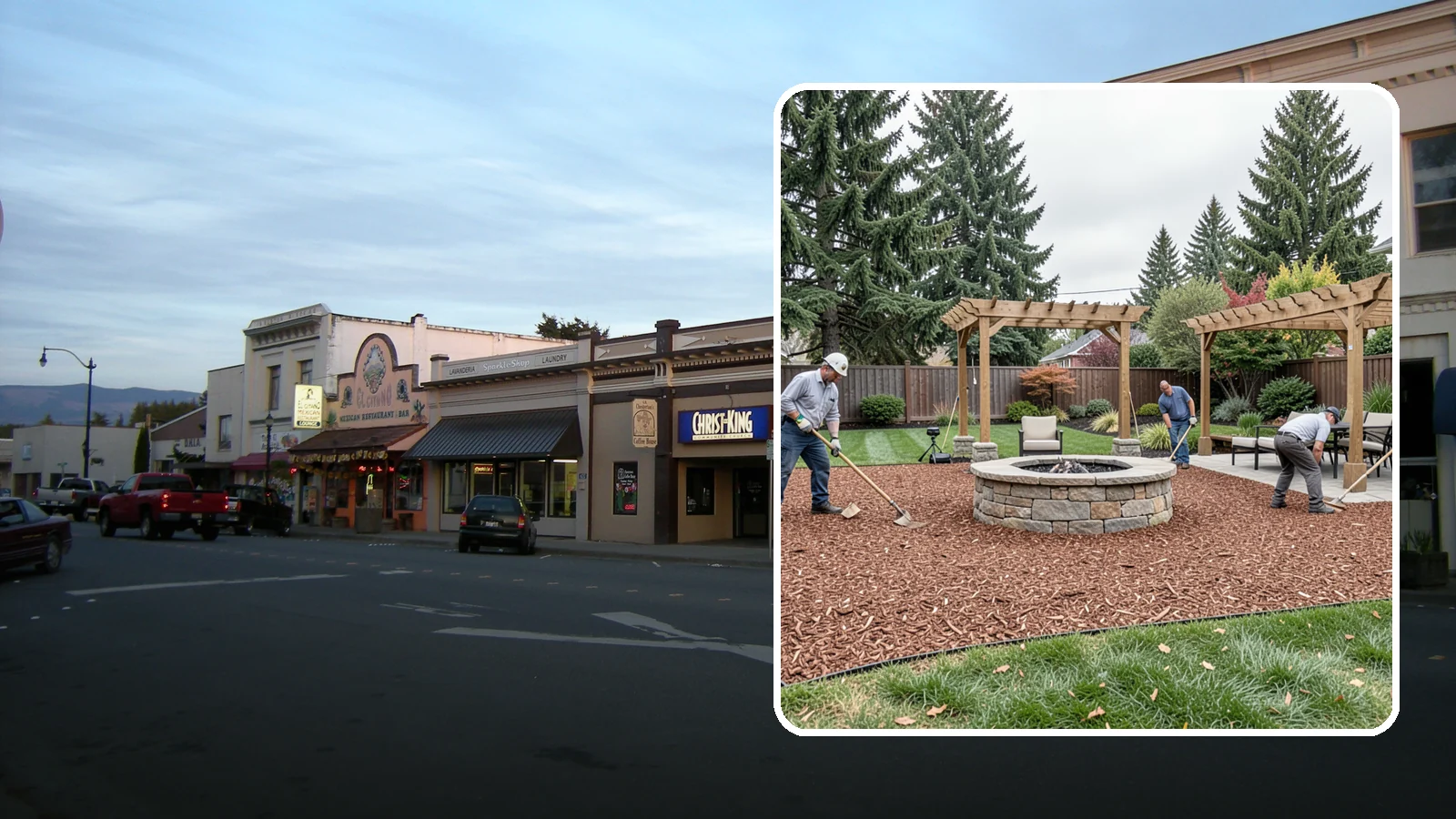 Arborist Wood Chip Installation in Burlington, Skagit County, WA - We install fresh arborist wood chips that build soil naturally and make an economical, sustainable mulch for large areas.