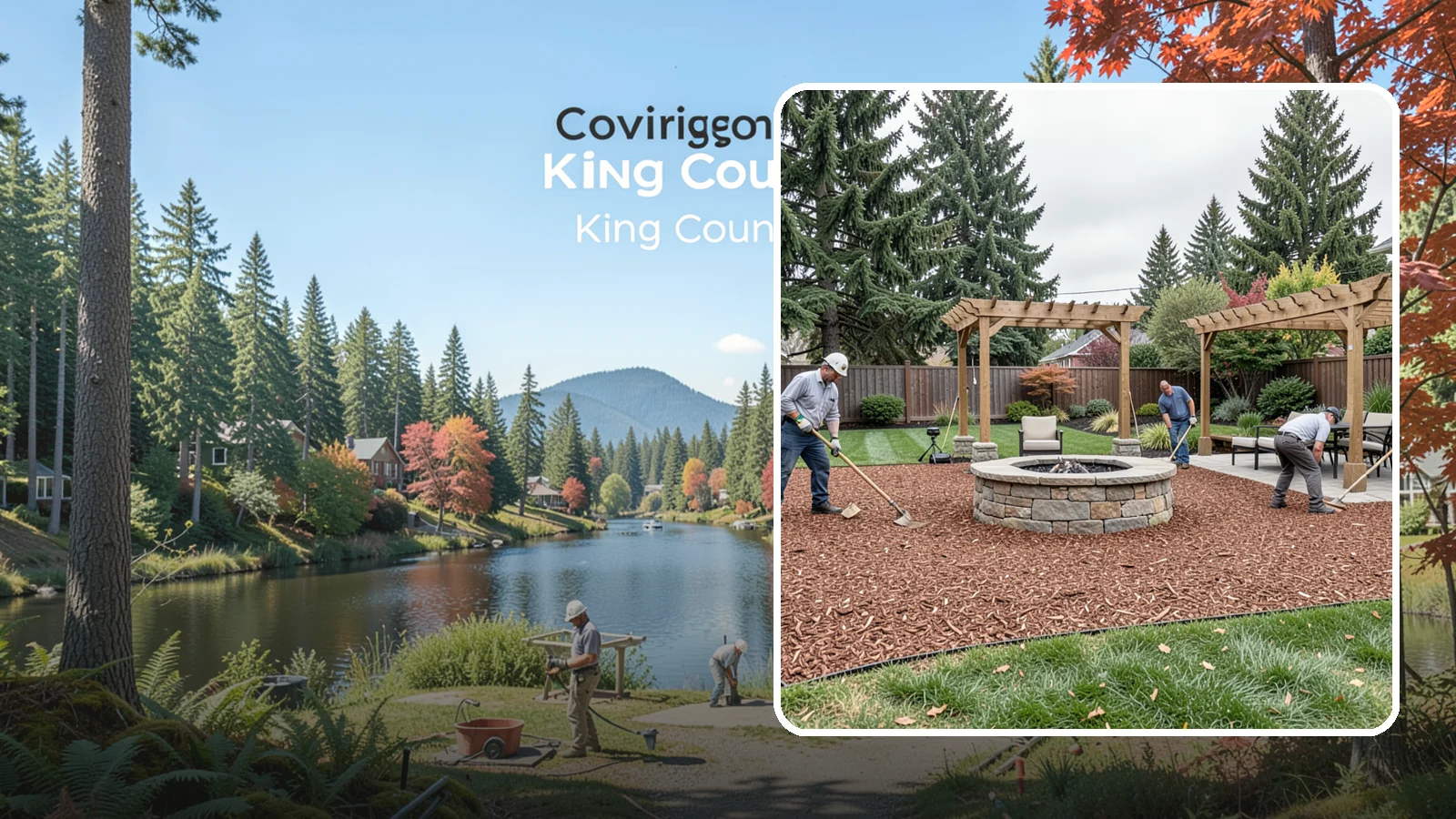Arborist Wood Chip Installation in Covington, King County, WA - We install fresh arborist wood chips that build soil naturally and make an economical, sustainable mulch for large areas.