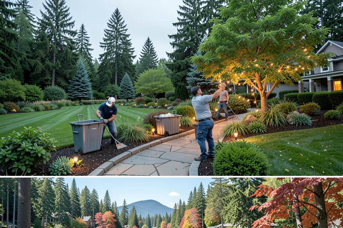 Arborist Wood Chip Installation in Covington, King County, WA - Arborist chips can go down any season, but a fall application in the Northwest insulates roots and lets the chips mellow over...