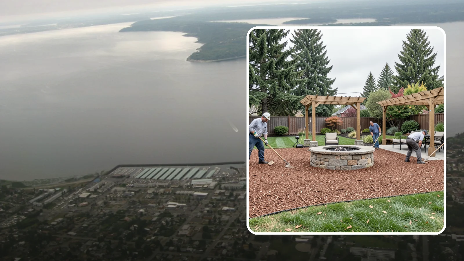 Arborist Wood Chip Installation in Des Moines, King County, WA - We install fresh arborist wood chips that build soil naturally and make an economical, sustainable mulch for large areas.