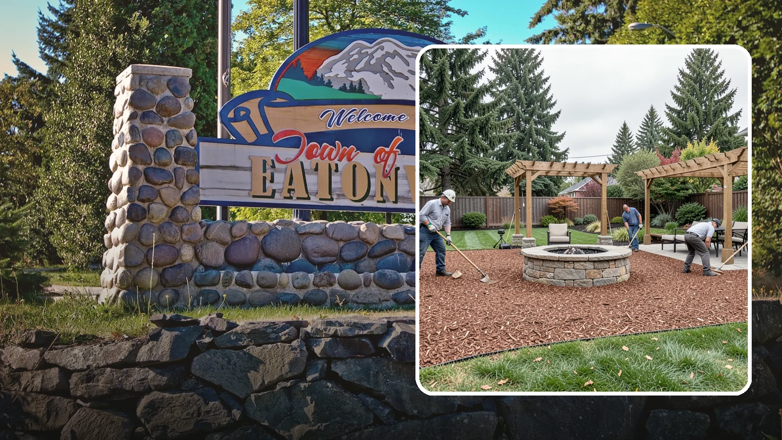 Arborist Wood Chip Installation in Eatonville, Pierce County, WA - We install fresh arborist wood chips that build soil naturally and make an economical, sustainable mulch for large areas.