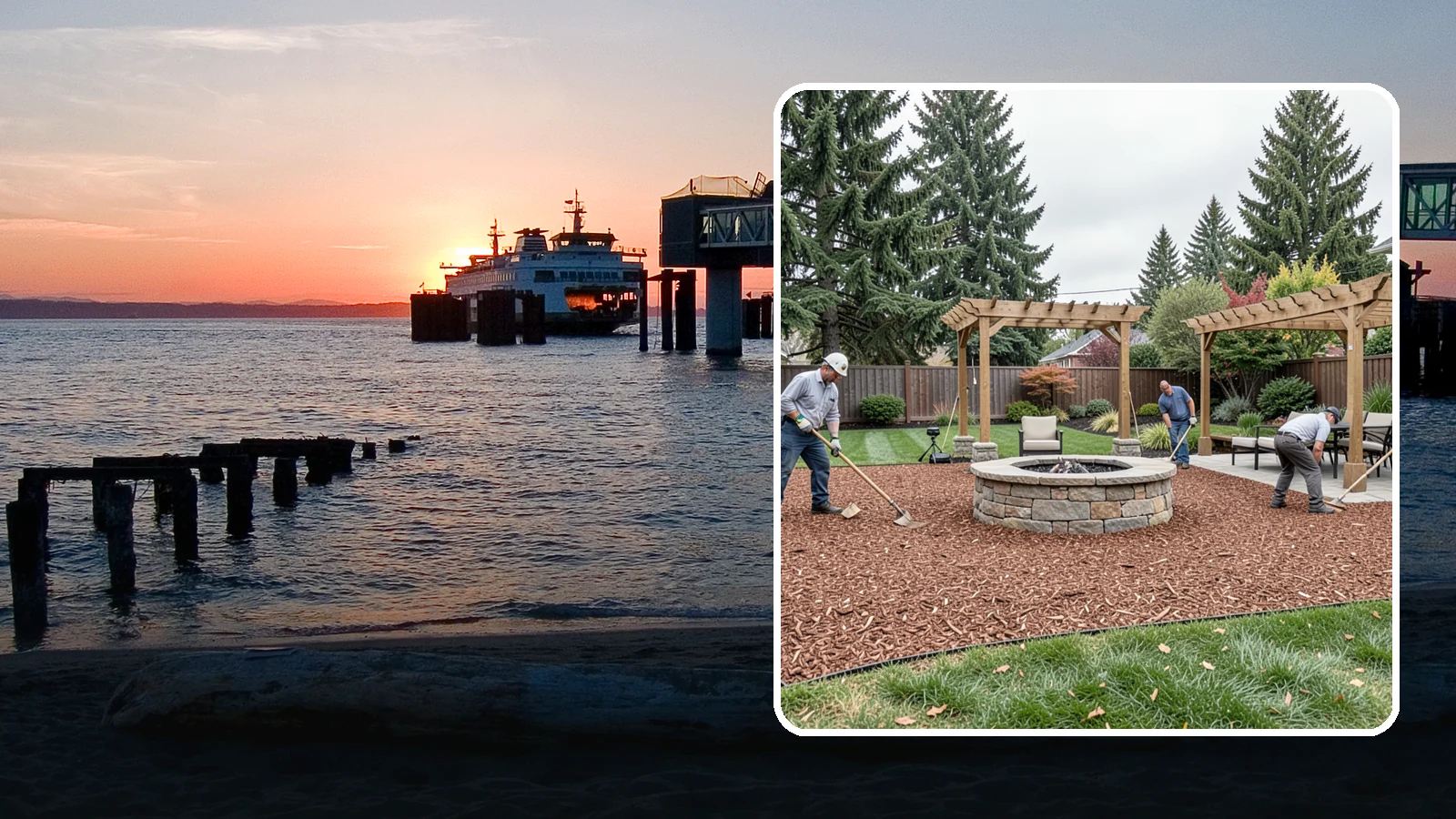 Arborist Wood Chip Installation in Edmonds, Snohomish County, WA - We install fresh arborist wood chips that build soil naturally and make an economical, sustainable mulch for large areas.