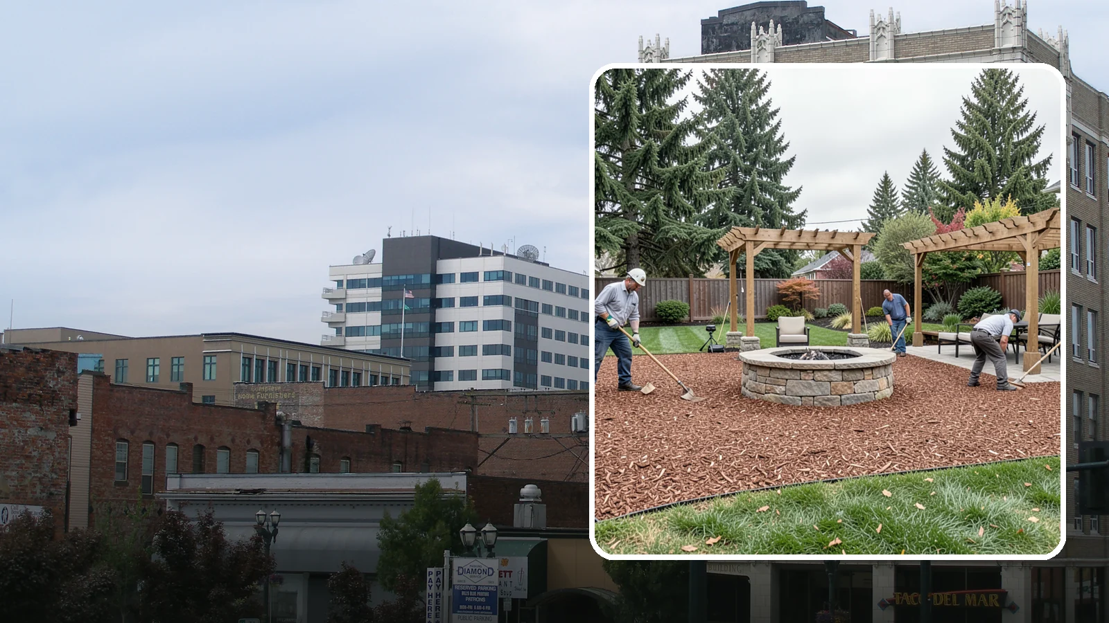 Arborist Wood Chip Installation in Everett, Snohomish County, WA - We install fresh arborist wood chips that build soil naturally and make an economical, sustainable mulch for large areas.