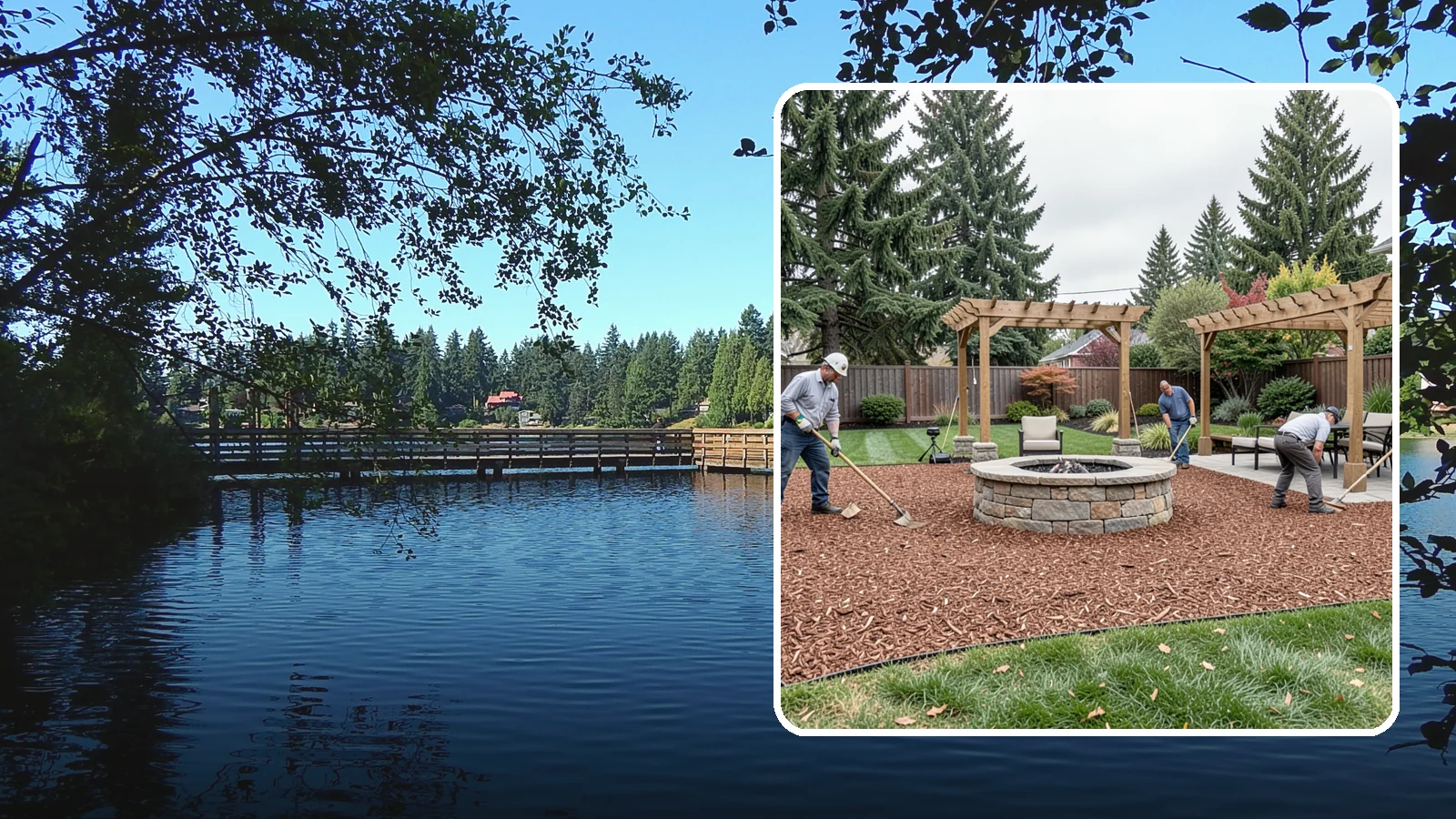 Arborist Wood Chip Installation in Federal Way, King County, WA - We install fresh arborist wood chips that build soil naturally and make an economical, sustainable mulch for large areas.