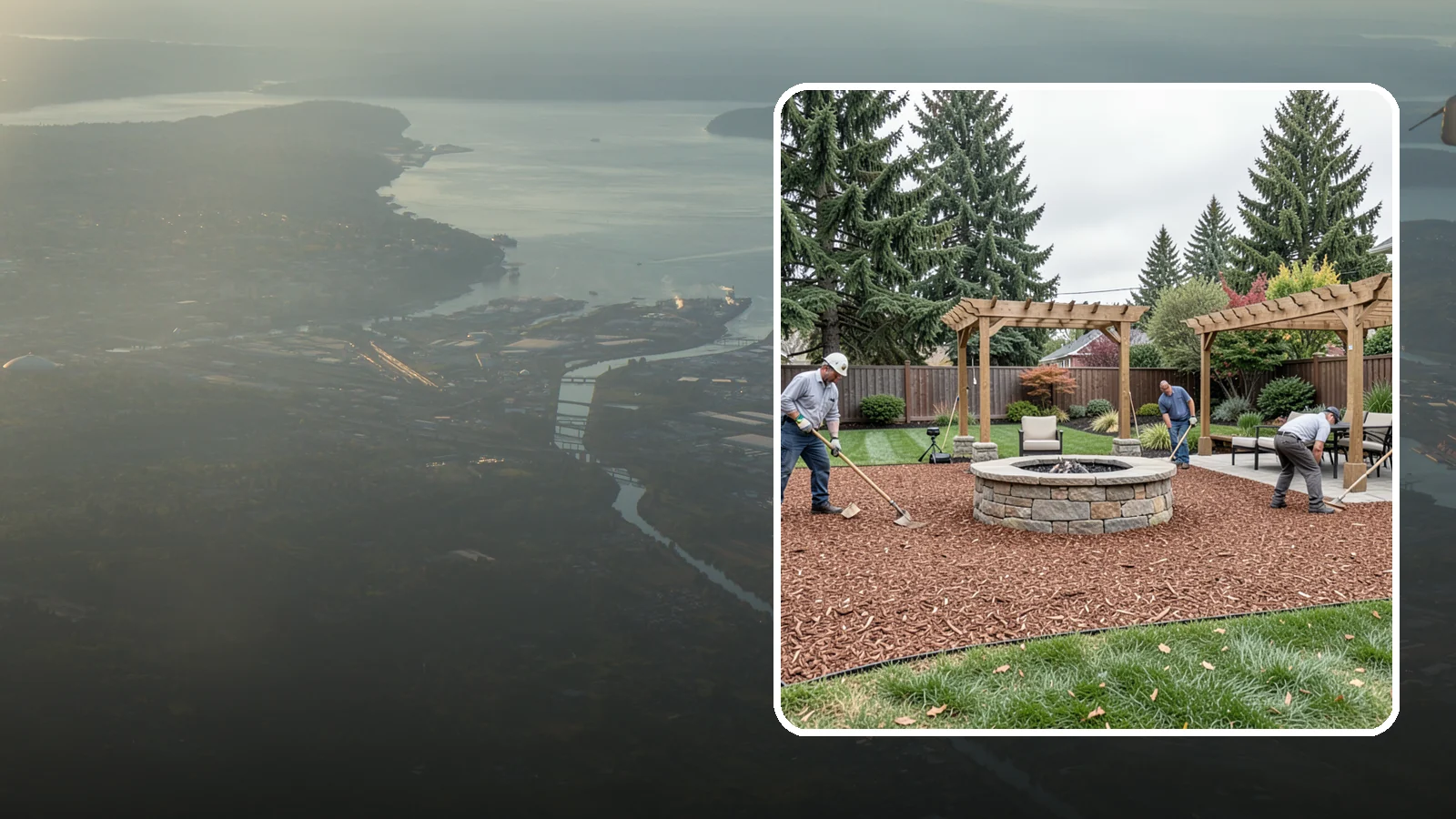 Arborist Wood Chip Installation in Fife, Pierce County, WA - We install fresh arborist wood chips that build soil naturally and make an economical, sustainable mulch for large areas.