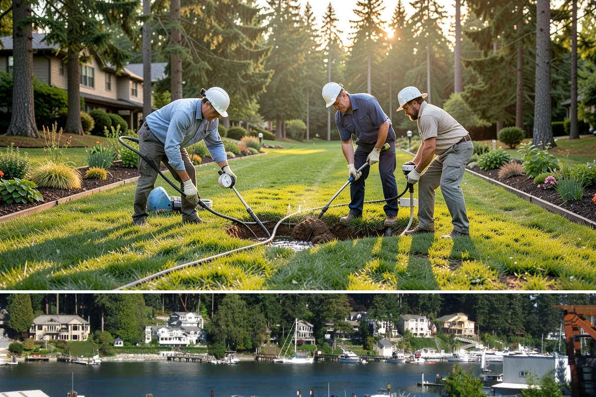 Arborist Wood Chip Installation in Gig Harbor, Pierce County, WA - Arborist chips can go down any season, but a fall application in the Northwest insulates roots and lets the chips mellow over...