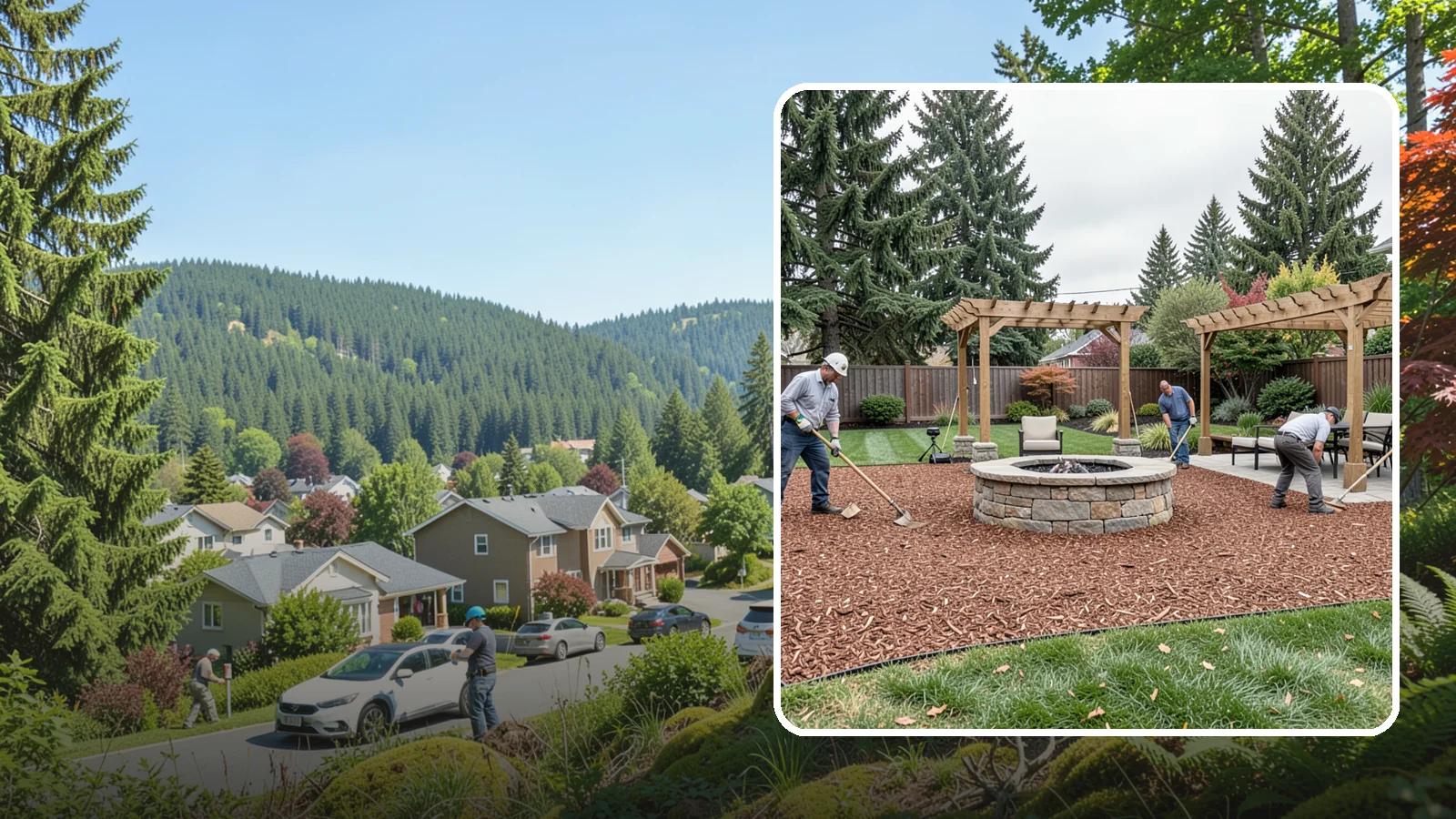 Arborist Wood Chip Installation in Index, Snohomish County, WA - We install fresh arborist wood chips that build soil naturally and make an economical, sustainable mulch for large areas.