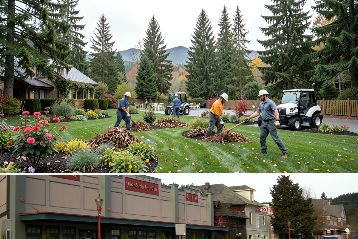 Arborist Wood Chip Installation in Issaquah, King County, WA - Arborist chips can go down any season, but a fall application in the Northwest insulates roots and lets the chips mellow over...