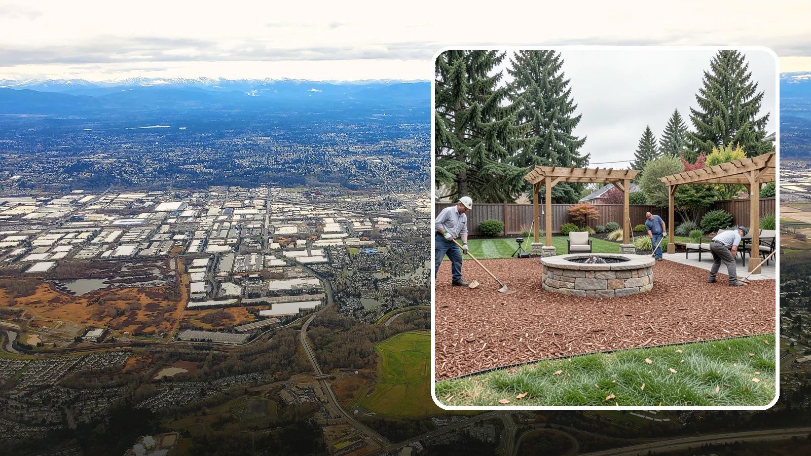 Arborist Wood Chip Installation in Kent, King County, WA - We install fresh arborist wood chips that build soil naturally and make an economical, sustainable mulch for large areas.