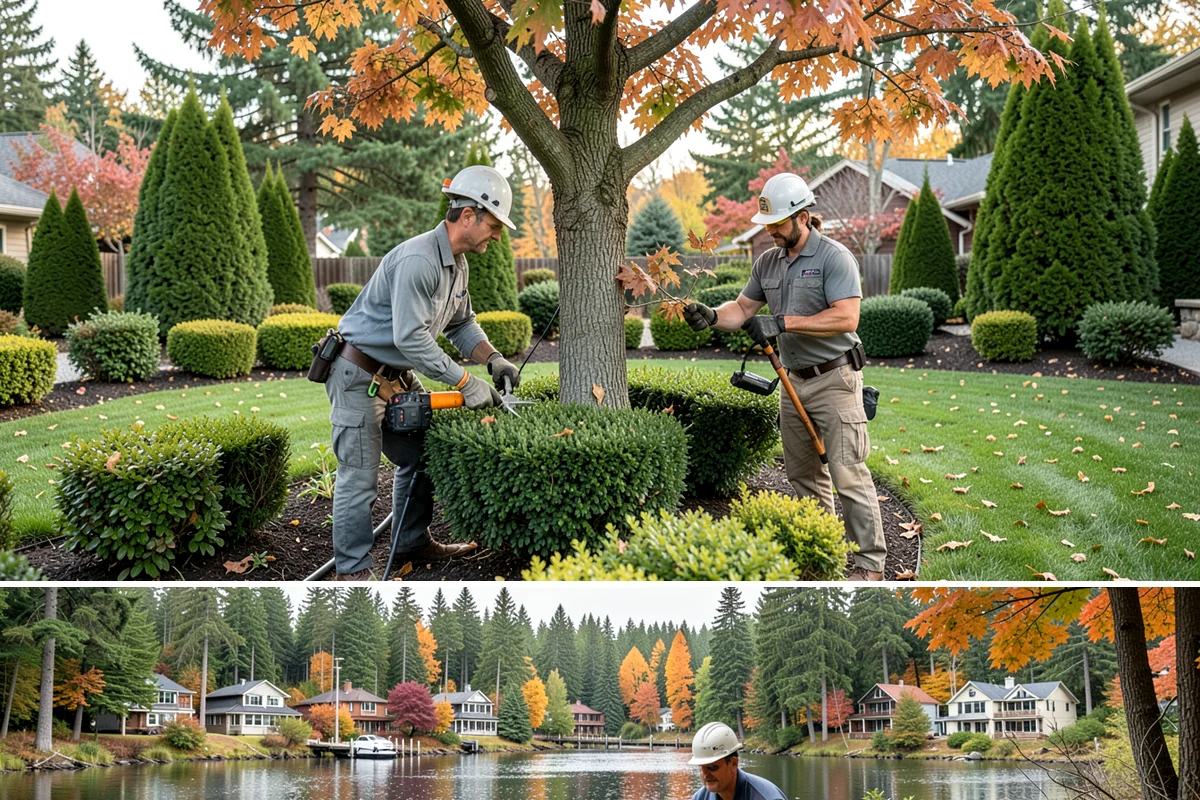 Arborist Wood Chip Installation in La Conner, Skagit County, WA - Arborist chips can go down any season, but a fall application in the Northwest insulates roots and lets the chips mellow over...
