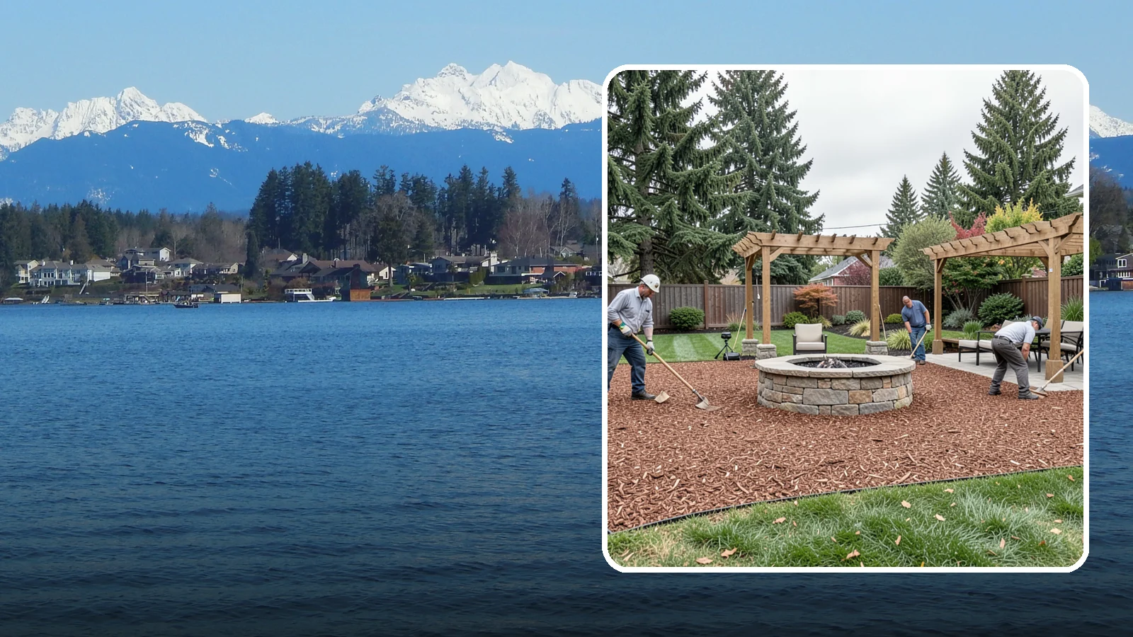 Arborist Wood Chip Installation in Lake Stevens, Snohomish County, WA - We install fresh arborist wood chips that build soil naturally and make an economical, sustainable mulch for large areas.