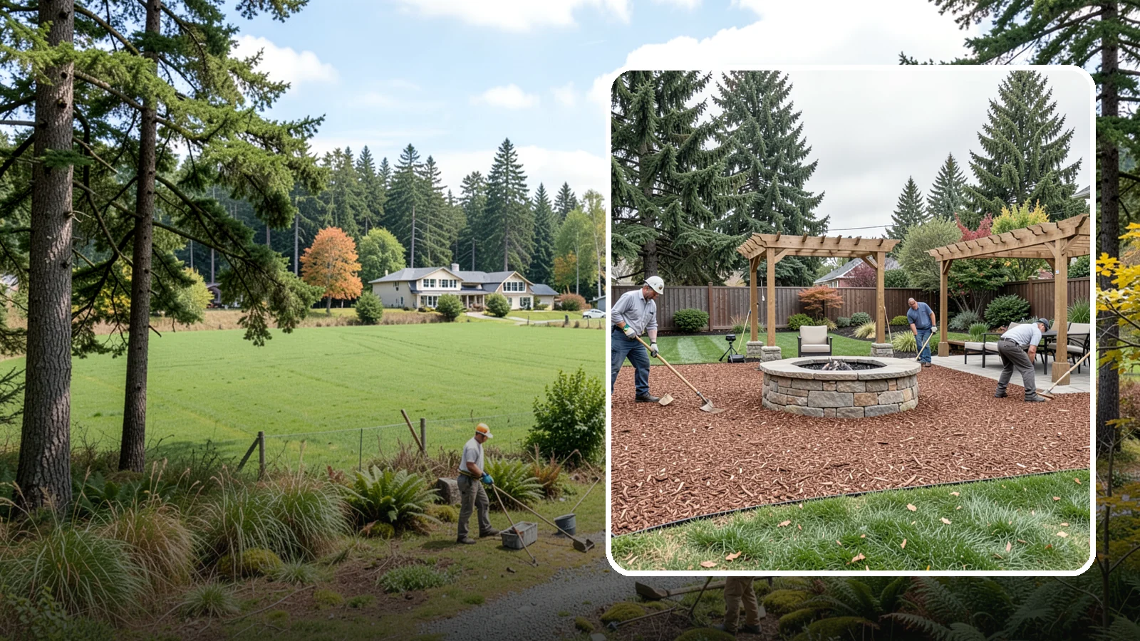 Arborist Wood Chip Installation in Lyman, Skagit County, WA - We install fresh arborist wood chips that build soil naturally and make an economical, sustainable mulch for large areas.