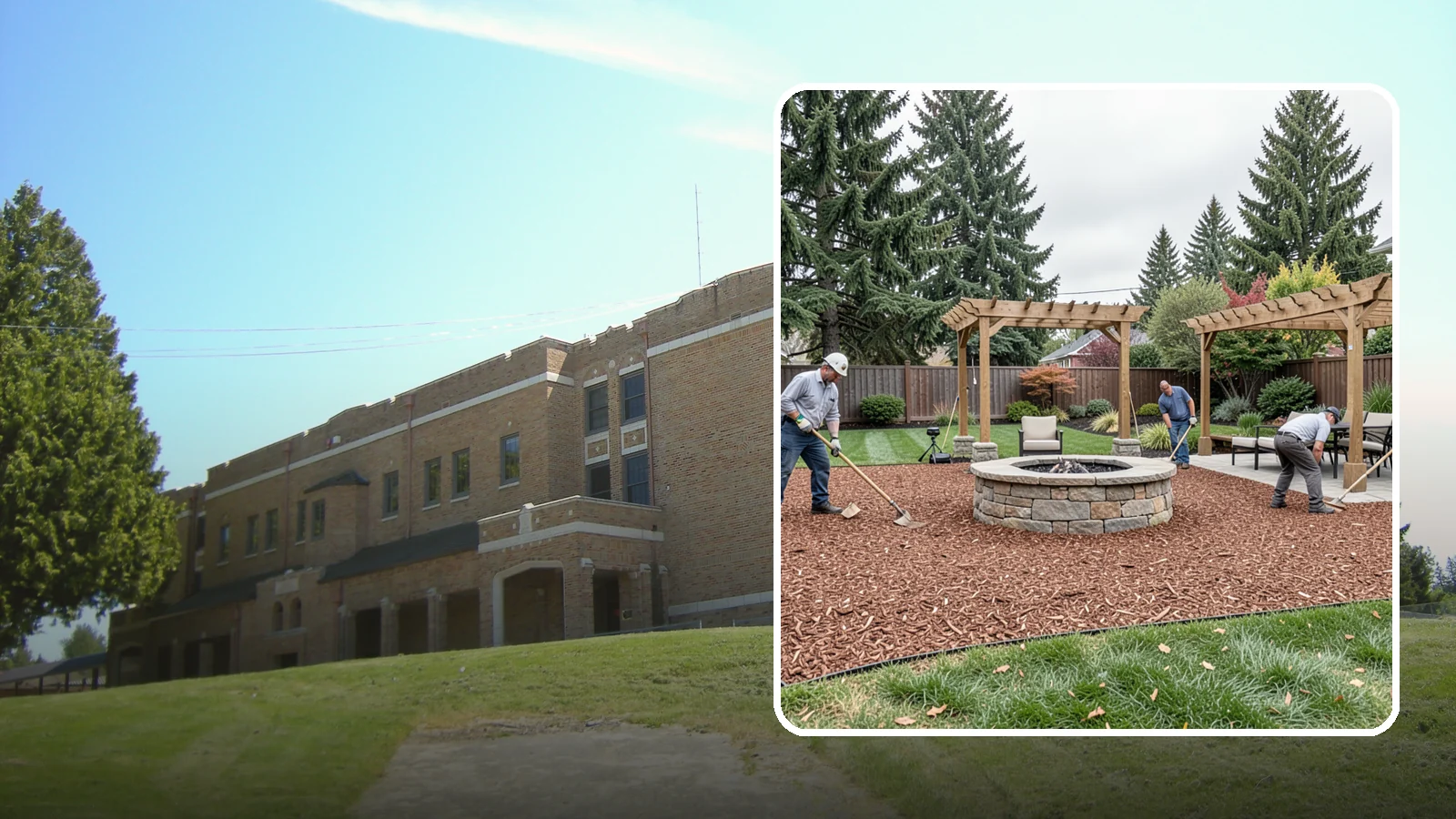 Arborist Wood Chip Installation in Maple Valley, King County, WA - We install fresh arborist wood chips that build soil naturally and make an economical, sustainable mulch for large areas.