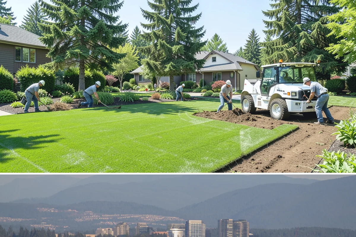 Arborist Wood Chip Installation in Medina, King County, WA - Arborist chips can go down any season, but a fall application in the Northwest insulates roots and lets the chips mellow over...