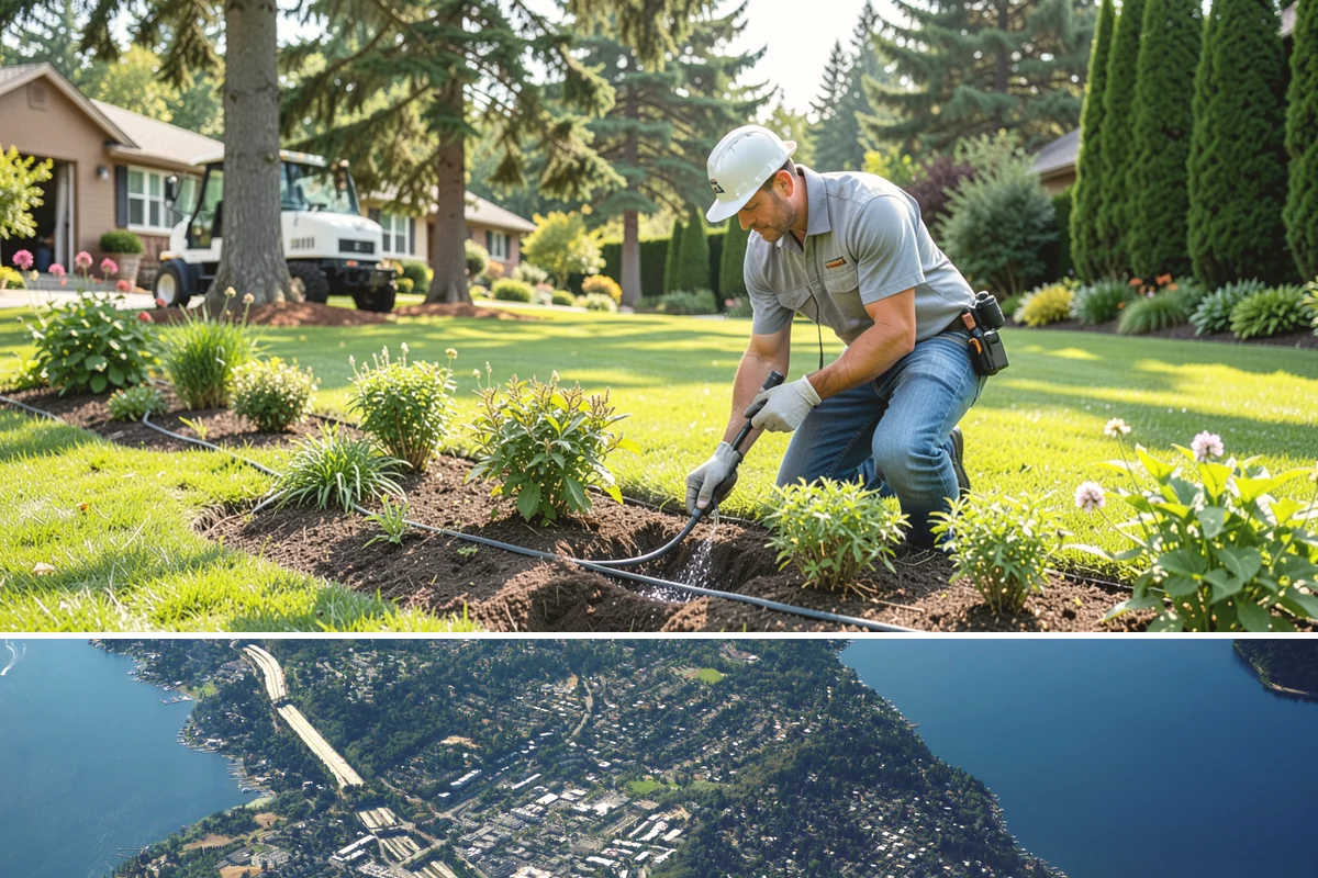 Arborist Wood Chip Installation in Mercer Island, King County, WA - Arborist chips can go down any season, but a fall application in the Northwest insulates roots and lets the chips mellow over...