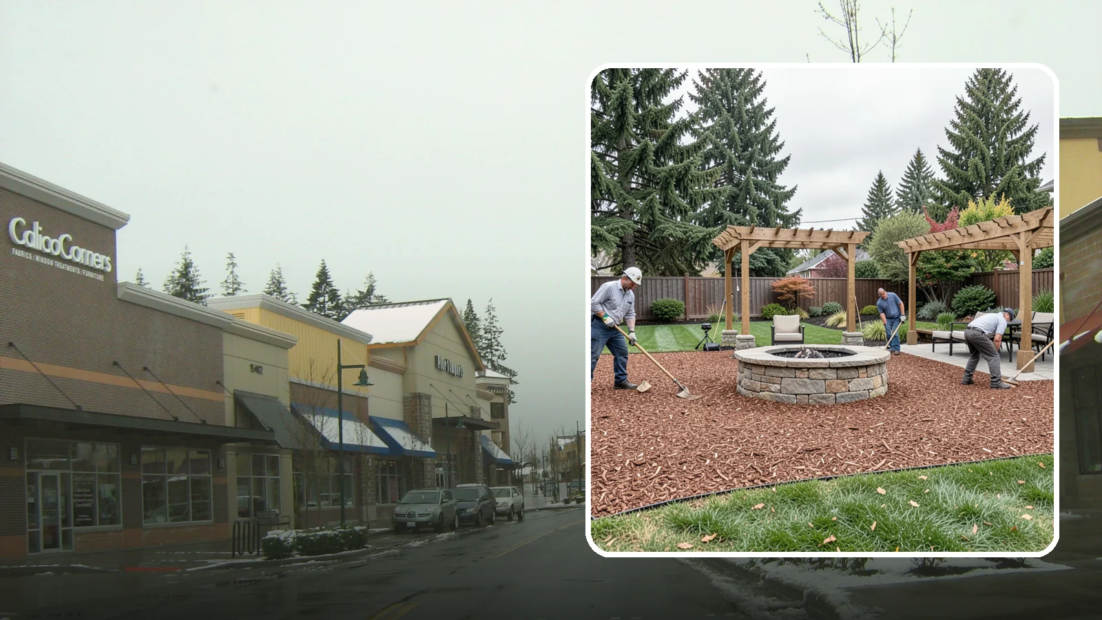 Arborist Wood Chip Installation in Mill Creek, Snohomish County, WA - We install fresh arborist wood chips that build soil naturally and make an economical, sustainable mulch for large areas.