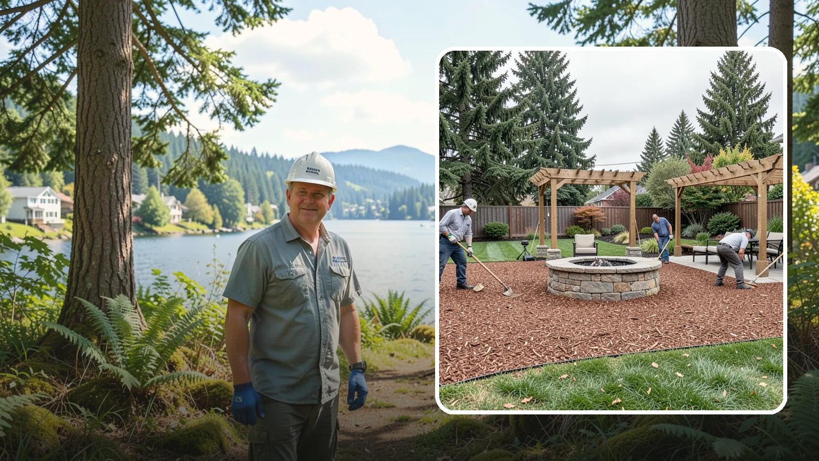 Arborist Wood Chip Installation in Milton, King County, WA - We install fresh arborist wood chips that build soil naturally and make an economical, sustainable mulch for large areas.
