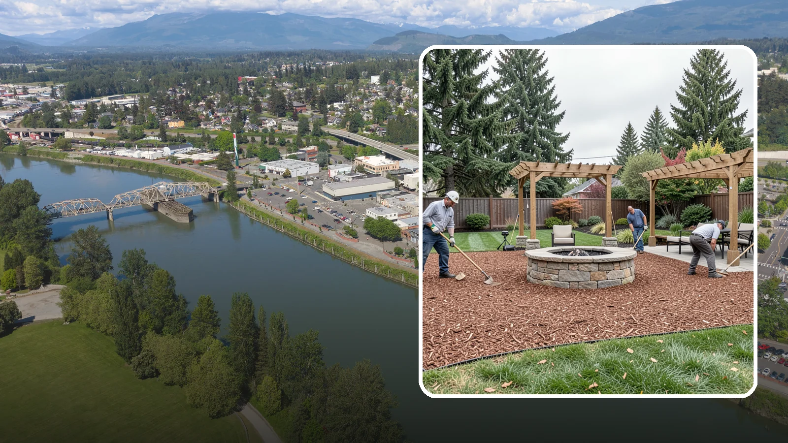 Arborist Wood Chip Installation in Mount Vernon, Skagit County, WA - We install fresh arborist wood chips that build soil naturally and make an economical, sustainable mulch for large areas.