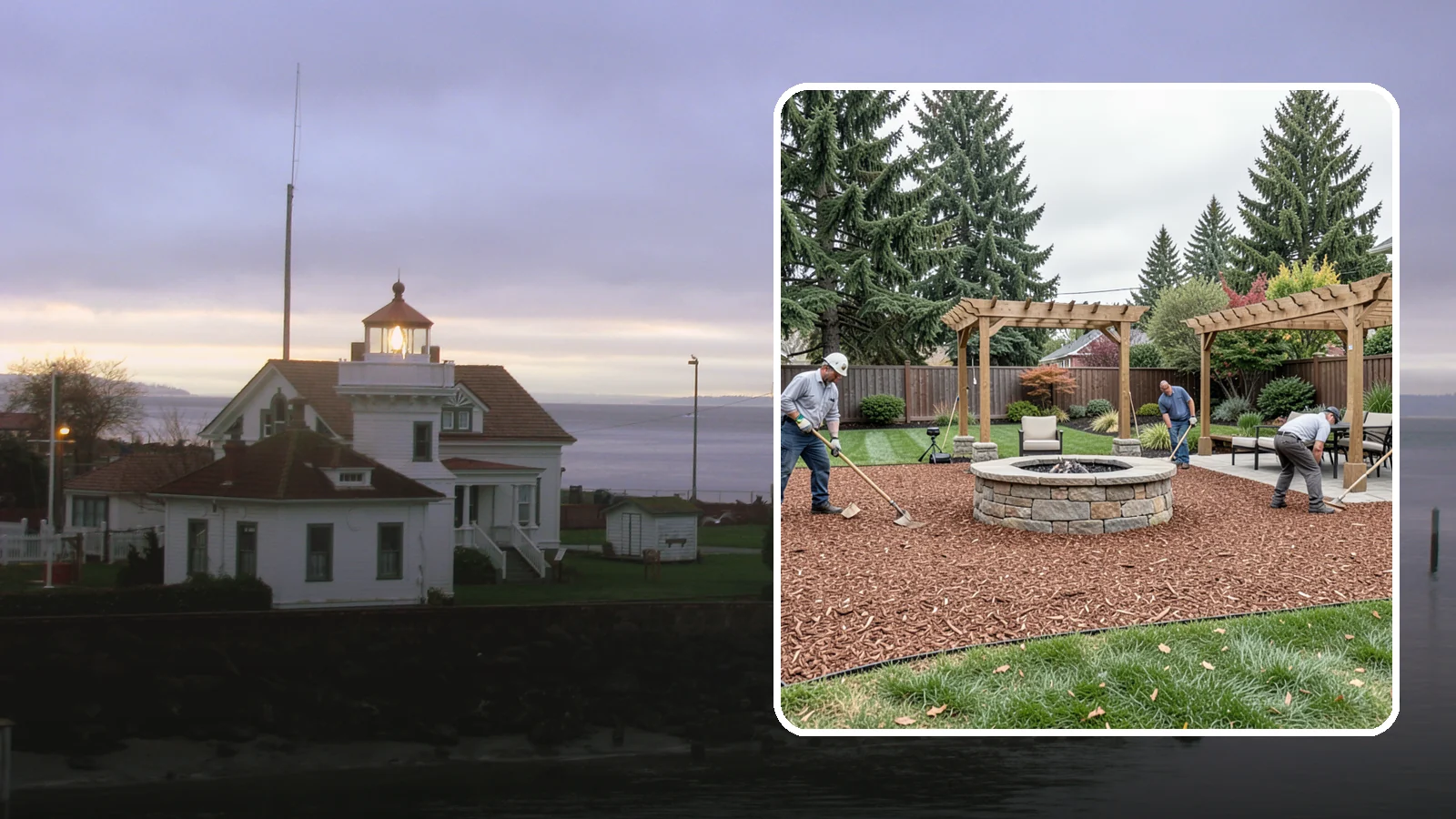Arborist Wood Chip Installation in Mukilteo, Snohomish County, WA - We install fresh arborist wood chips that build soil naturally and make an economical, sustainable mulch for large areas.