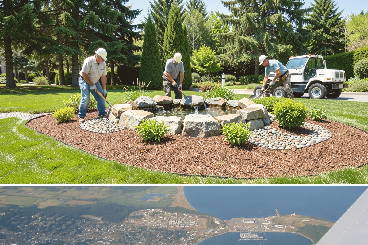Arborist Wood Chip Installation in Oak Harbor, Island County, WA - Arborist chips can go down any season, but a fall application in the Northwest insulates roots and lets the chips mellow over...