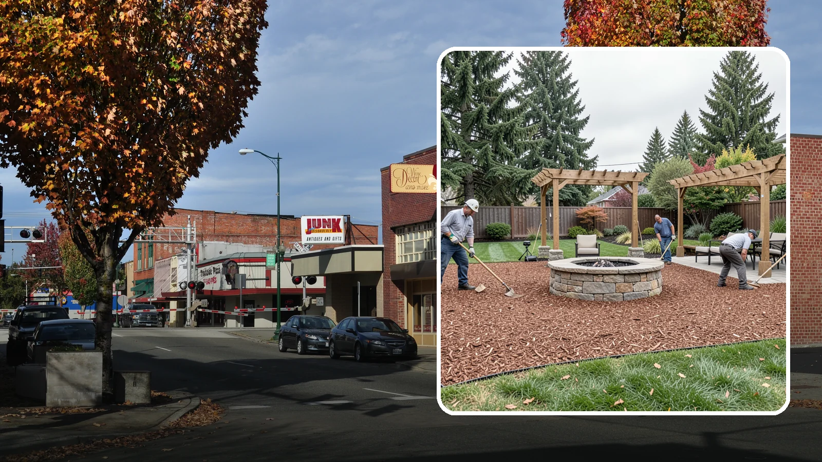 Arborist Wood Chip Installation in Puyallup, Pierce County, WA - We install fresh arborist wood chips that build soil naturally and make an economical, sustainable mulch for large areas.