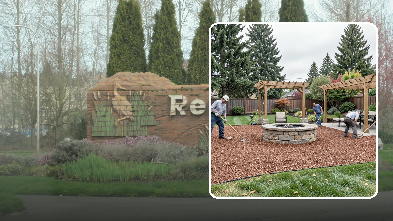 Arborist Wood Chip Installation in Renton, King County, WA - We install fresh arborist wood chips that build soil naturally and make an economical, sustainable mulch for large areas.