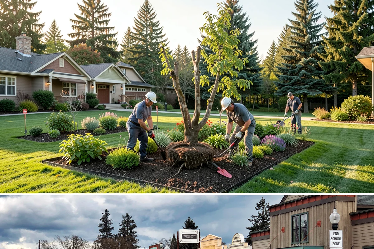 Arborist Wood Chip Installation in Roy, Pierce County, WA - Arborist chips can go down any season, but a fall application in the Northwest insulates roots and lets the chips mellow over...