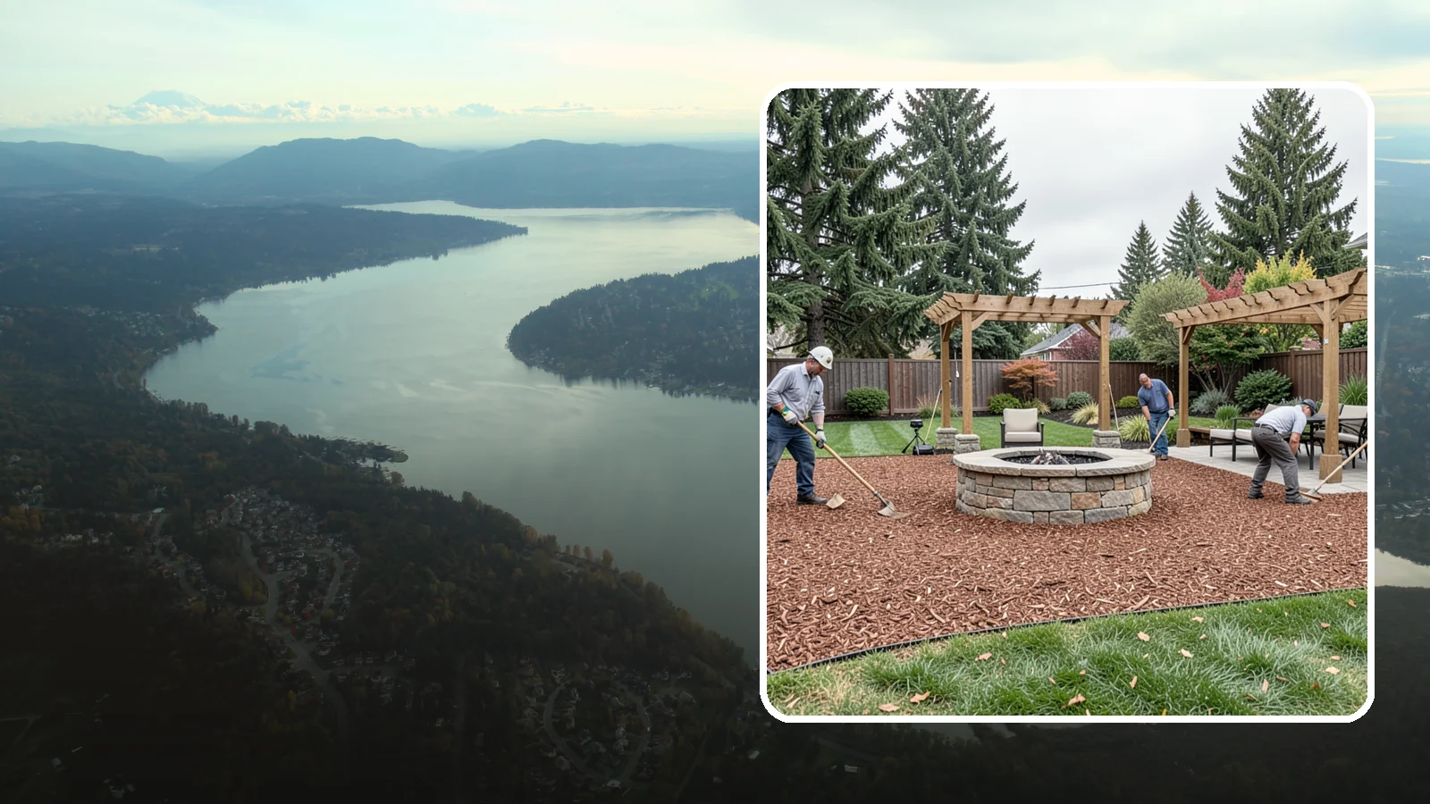 Arborist Wood Chip Installation in Sammamish, King County, WA - We install fresh arborist wood chips that build soil naturally and make an economical, sustainable mulch for large areas.