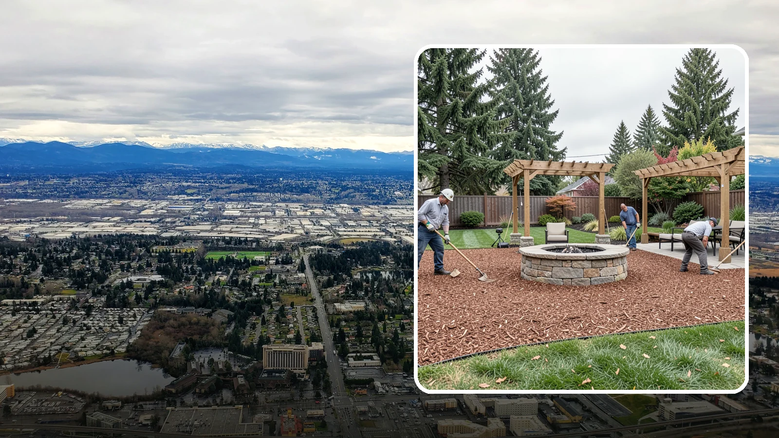 Arborist Wood Chip Installation in SeaTac, King County, WA - We install fresh arborist wood chips that build soil naturally and make an economical, sustainable mulch for large areas.