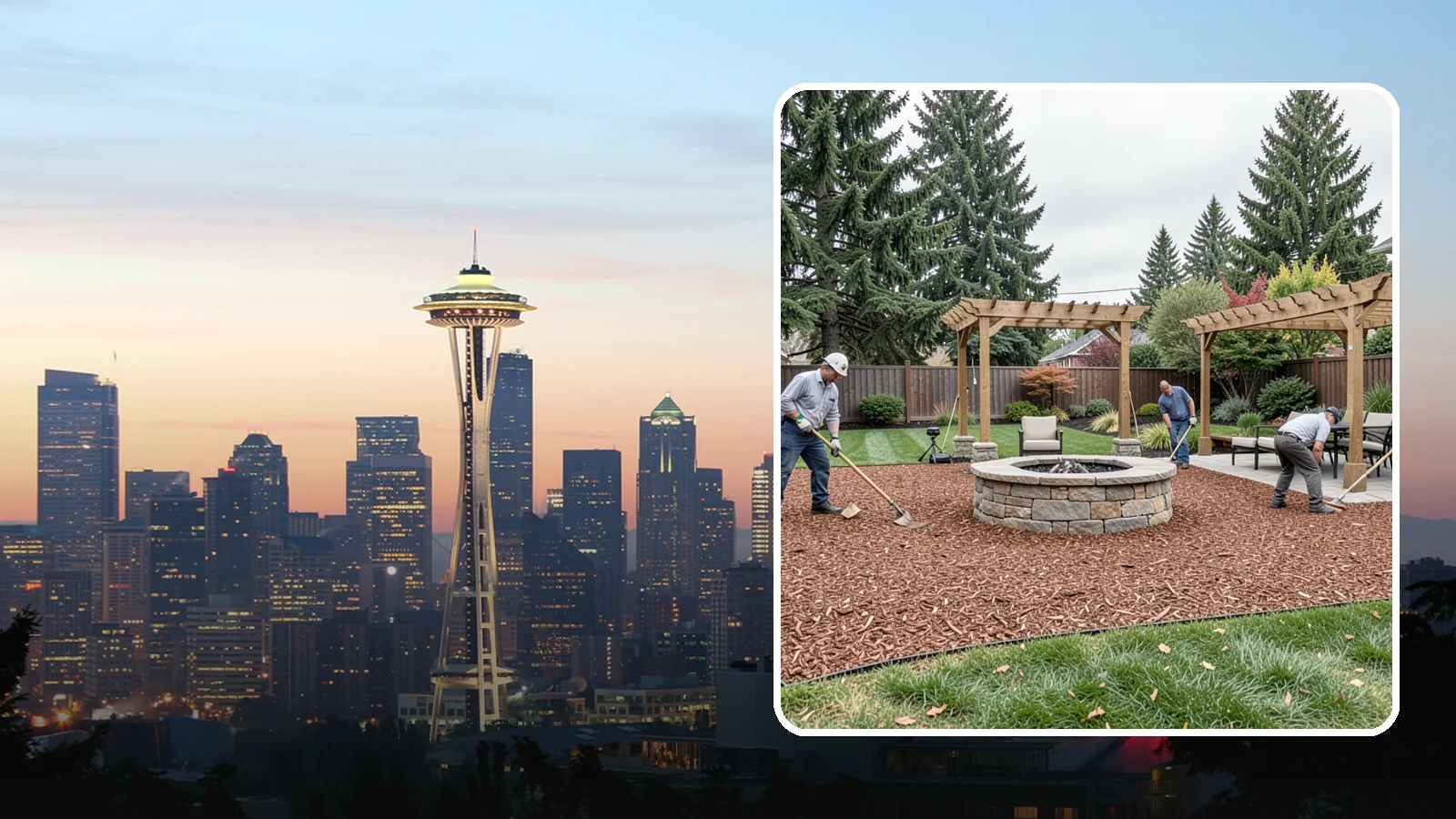 Arborist Wood Chip Installation in Seattle, King County, WA - We install fresh arborist wood chips that build soil naturally and make an economical, sustainable mulch for large areas.