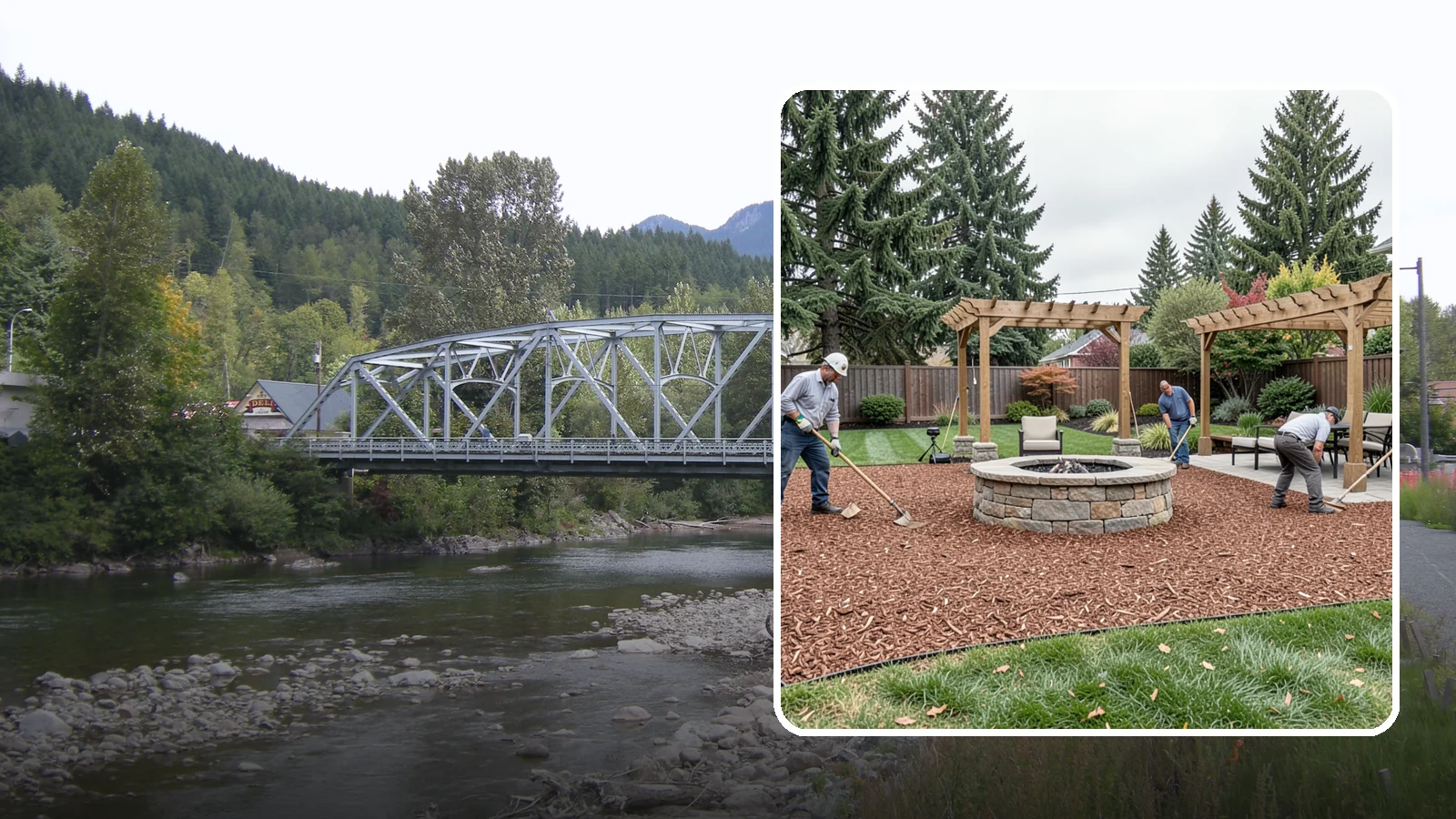 Arborist Wood Chip Installation in Skykomish, King County, WA - We install fresh arborist wood chips that build soil naturally and make an economical, sustainable mulch for large areas.