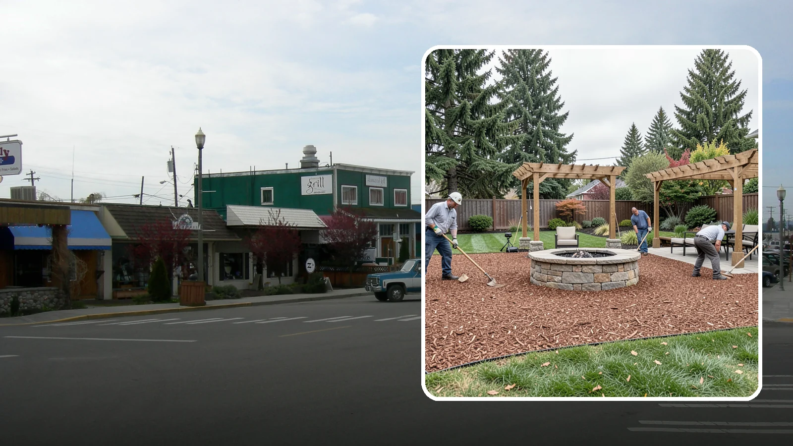 Arborist Wood Chip Installation in Stanwood, Snohomish County, WA - We install fresh arborist wood chips that build soil naturally and make an economical, sustainable mulch for large areas.
