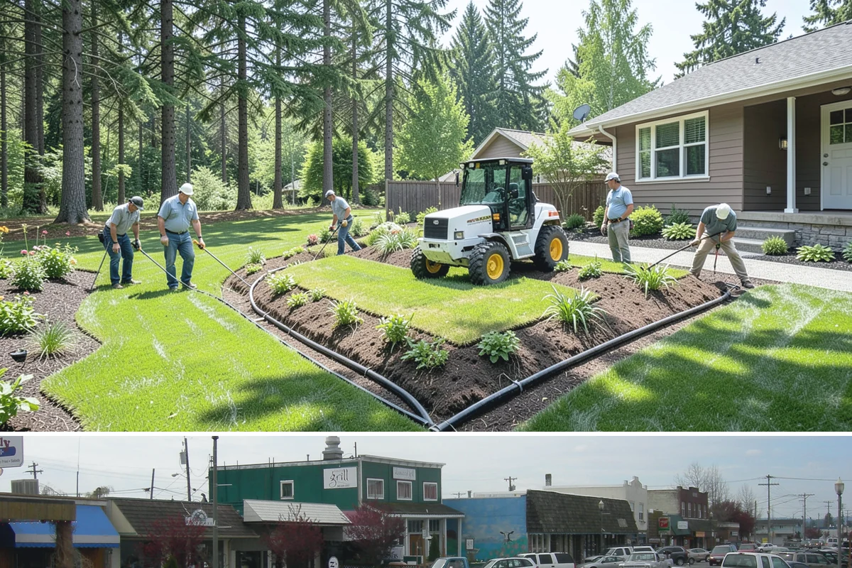 Arborist Wood Chip Installation in Stanwood, Snohomish County, WA - Arborist chips can go down any season, but a fall application in the Northwest insulates roots and lets the chips mellow over...